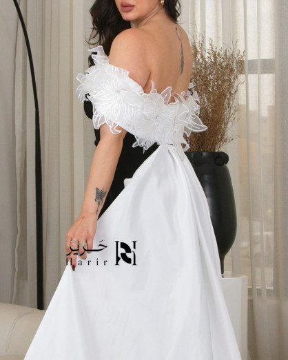 off shoulder black and white dress Off-Shoulder Evening Gown in with Floral Embellishments on the Bust Silk Satin Colors:Champagne Beige 727 Adidas Girls' Club Tennis Nursing Access: Zipper Access Lace %0D%0AHigh%20elasticity%20for%20a%20better%20fit