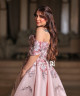 Blush Pink Off-Shoulder Gown with 3D Floral Embroidery