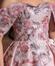 Blush Pink Off-Shoulder Gown with 3D Floral Embroidery