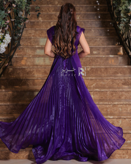 sachin and babi light blue dress Purple Evening Gown with Embellished Design and Luxurious Sheer Chiffon  Cape -