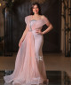 Light pink strapless evening dress with a sweetheart neckline