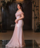 Light pink strapless evening dress with a sweetheart neckline