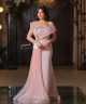 Light pink strapless evening dress with a sweetheart neckline
