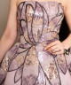 Ombre evening gown in pink and black with shimmering embroidery and a luxurious floral design