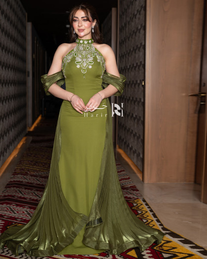green emerald velvet dress Olive Green Bow Back Halter Neck Dress – Désir Couture