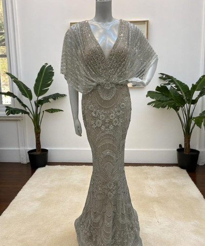 فستان سهره بتطريز فاخر وأناقة لا تُضاهى