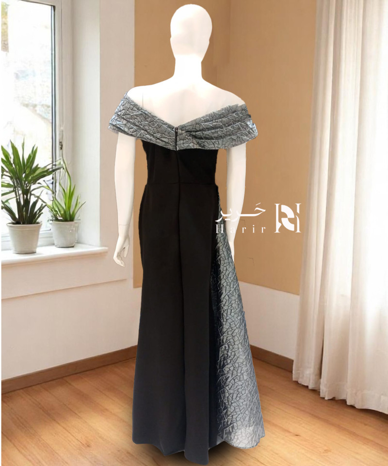 Black Evening Dress with Luxurious Silver Details Black Evening Dress with Luxurious Silver Details