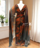 Elegant Black Evening Gown with Fiery Gradient Draping Elegant Black Evening Gown with Fiery Gradient Draping