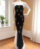 Elegant Black Evening Gown with Back Bow and Sparkling Embellishments Elegant Black Evening Gown with Back Bow and Sparkling Embellishments