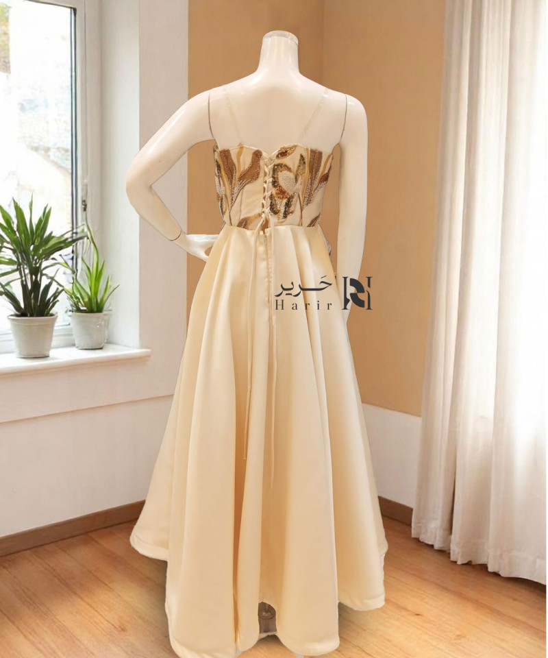 Ivory Embroidered Corset Gown with Elegant A-Line Silhouette Ivory Embroidered Corset Gown with Elegant A-Line Silhouette
