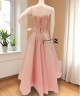 Light Pink Asymmetrical Hand-Embroidered Evening Dress with Flowing Layers Light Pink Asymmetrical Hand-Embroidered Evening Dress with Flowing Layers