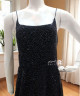 Black Evening Dress with Sparkling Beads and Thin Straps Black Evening Dress with Sparkling Beads and Thin Straps