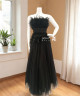 Elegant Black Feathered Gown with Tulle Skirt Elegant Black Feathered Gown with Tulle Skirt