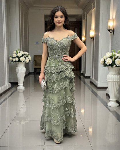 green emerald velvet dress Pistachio Pearl Halter Neck Dress – Elegant Evening Gown – Sage By Mala