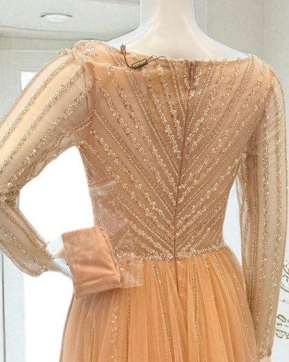 green emerald velvet dress Wedtrend Women Peach Sheath Off The Shoulder Plus Size Bridesmaid Dress with Long Sleeves, Peach / US24W