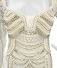 فستان سهرة عاجي بتطريز فاخر باللؤلؤ والكريستال