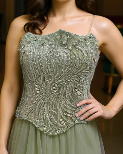 olive green embroidered dress Olive Green Multi Embroidery Bridal Lehenga Choli xs main image 0