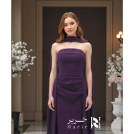 Dark Purple Strapless Evening Dress with Long Cape – Royal Minimal Design