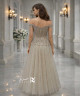 Pearl Silver Evening Dress in Tulle & Embroidered Lace with Crystal Details – Sweetheart Off-Shoulder Neckline