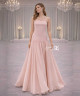 Light Pink Evening Dress – Luxury Satin Strapless with Flared Flowing Skirt