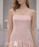 Light Pink Evening Dress – Luxury Satin Strapless with Flared Flowing Skirt