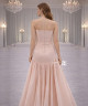 Light Pink Evening Dress – Luxury Satin Strapless with Flared Flowing Skirt