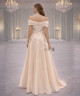 Champagne Off-Shoulder Sequin Embellished Evening Dress