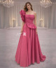 Pink One-Shoulder Ruffled Elegant Evening Dress