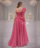 Pink One-Shoulder Ruffled Elegant Evening Dress