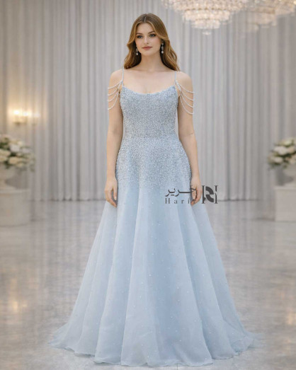 ice blue formal dress Elegant Sweetheart Lace-Up Back A-Line Prom PSK121 26 inches Hips Johnathan Kayne 2554 Ice Blue