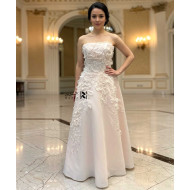Blush Pink 3D Lace Corset Evening Dress