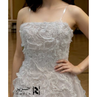 Blush Pink 3D Lace Corset Evening Dress