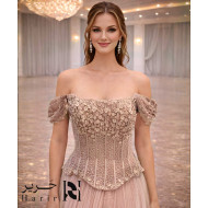 Blush Pink 3D Floral Corset Evening Gown