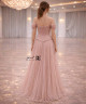 Blush Pink 3D Floral Corset Evening Gown