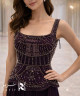 Elegant Purple Chiffon Beaded Corset Dress