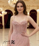Luxury Blush Pink Evening Gown with Crystal-Embellished Corset and Soft Tulle Skirt
