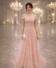 Soft Pink Evening Dress – Off-Shoulder with Embroidered Tulle Skirt
