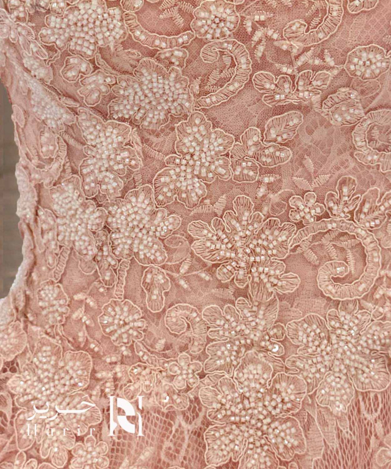 Soft Pink Evening Dress – Off-Shoulder with Embroidered Tulle Skirt