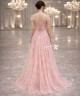 Soft Pink Evening Dress – Off-Shoulder with Embroidered Tulle Skirt