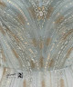 Luxury Light Blue Evening Gown with Crystal Beading, Gold Embroidery, Off-Shoulder Tulle Sleeves and Voluminous Tulle Skirt
