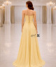 Pastel Yellow Strapless Evening Dress with Soft Lace Embroidery and Lace-Up Corset Back