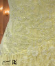 Butter Yellow Floral Lace Evening Dress with Soft V-Neckline, Thin Straps, and Lace-Up Corset Back