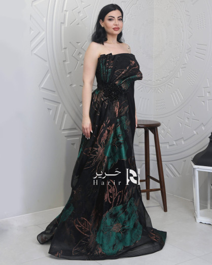 black and emerald green dress Velvi - Elena Off-the-shoulder Maxi - perfect for your next formal function Black Tie Emerald Silk Gown