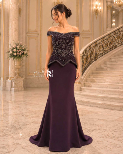 luxury dress embroidery Luxury Navy Blue Mermaid Embroidered Long Tail Muslim Party Dress