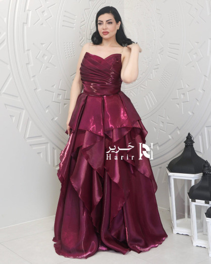 Cherry Silk Layered Gown -