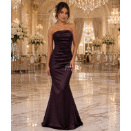 Dark Purple Satin Mermaid Evening Dress with Soft Draped Details