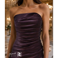 Dark Purple Satin Mermaid Evening Dress with Soft Draped Details