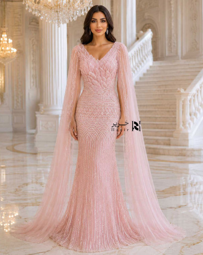 light pink chiffon long dress Mermaid Evening with Embroidery and Cape Color:Pic Dusty Pink 08052026 SMART CASUAL OUTFIT IDEAS Pleated maxi it features a wired