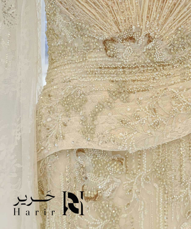 Champagne Mermaid Evening Dress with Embroidery and Long Sheer Cape