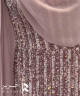 Dusty Rose Embellished Evening Dress with Long Chiffon Shawl